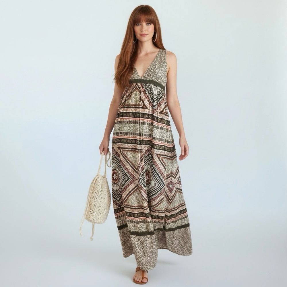 Vintage Boho Cottagecore Summer Maxi Dress